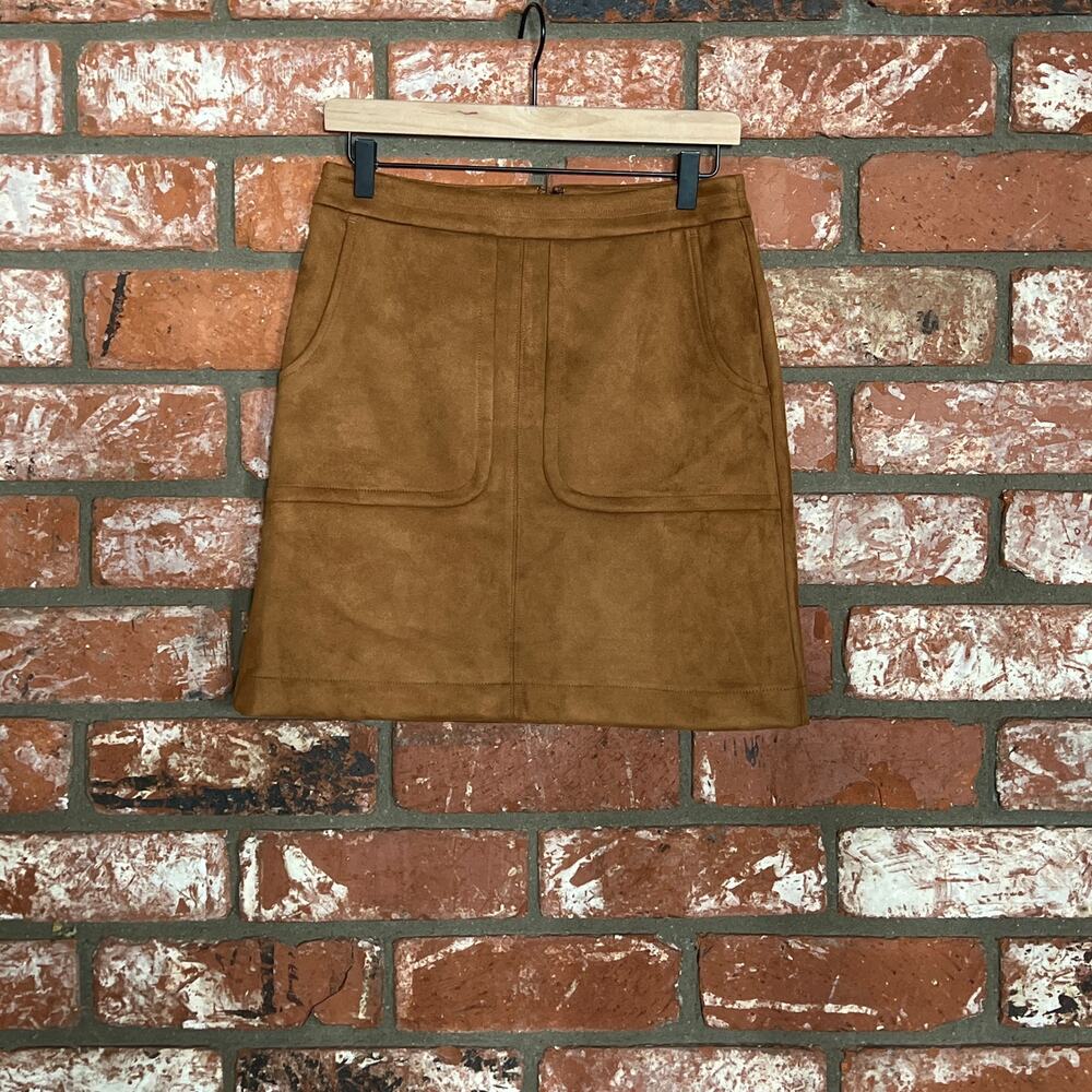 Tan microsuede mini skirt